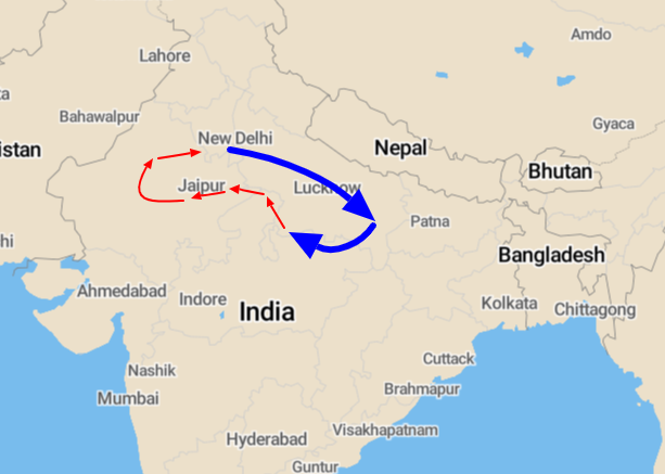 kaart india rondreis