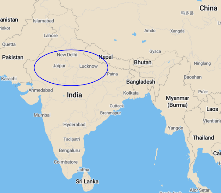 kaart noord india reis