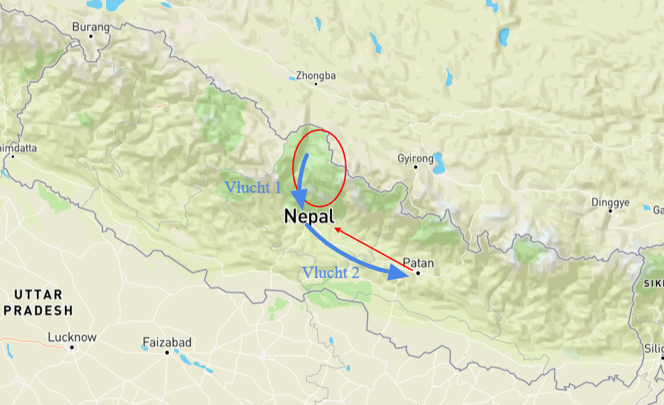 kaart trekking nepal
