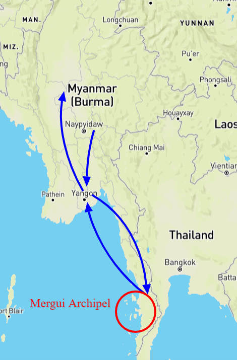 kaart individuele reis Myanmar